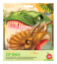 Load image into Gallery viewer, Dinosaur Reusable Zip Lock Sandwich Bag Set
